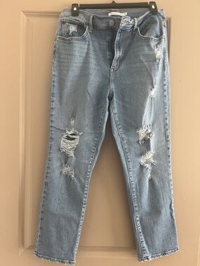 Levi 724 High Rise Straight Light Blue Distressed Women’s Jeans